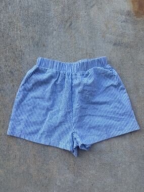 Blue and White Striped Casual Boxer Shorts